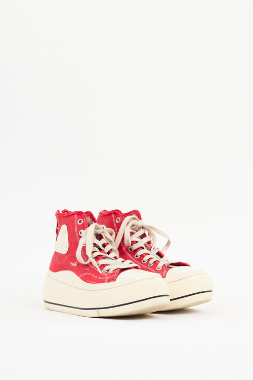 R13 Red & White Kurt Platform Sneaker