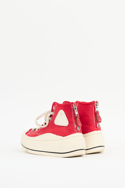 R13 Red & White Kurt Platform Sneaker