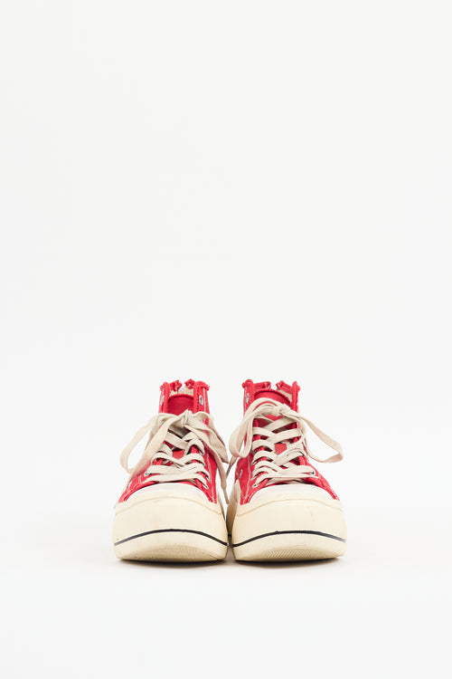 R13 Red & White Kurt Platform Sneaker