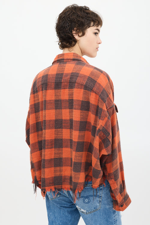 R13 Red & Black Distressed Plaid Shirt