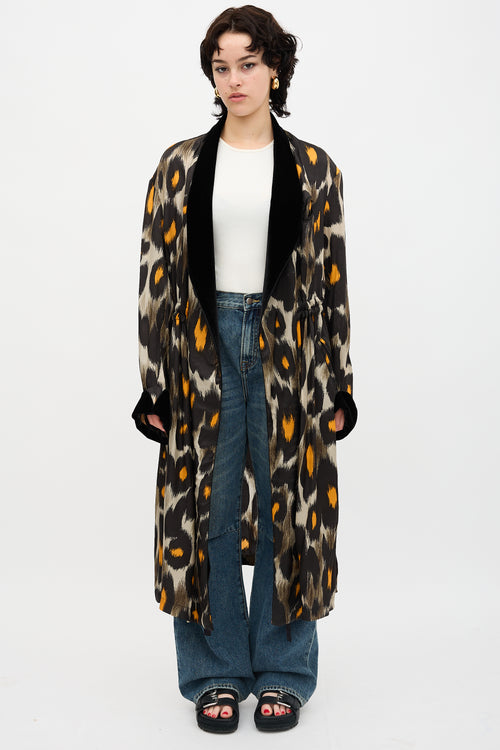 R13 Satin Printed Drawstring Robe