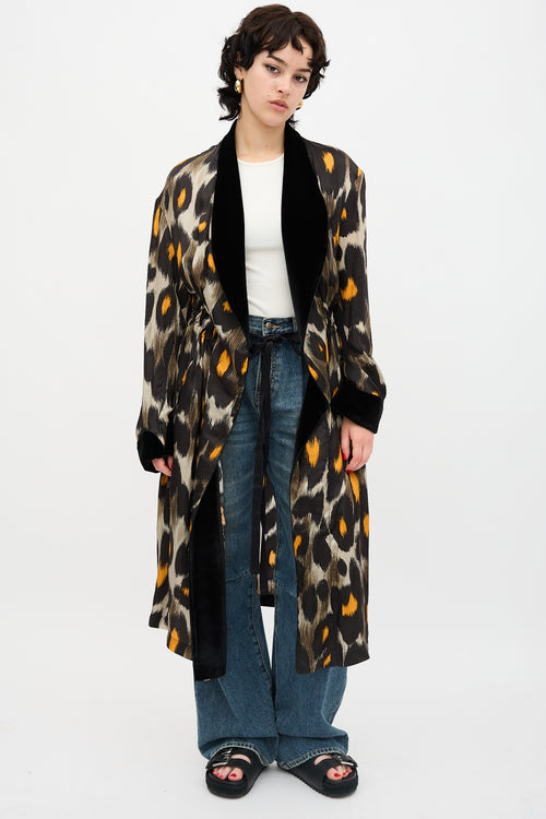 R13 Satin Printed Drawstring Robe