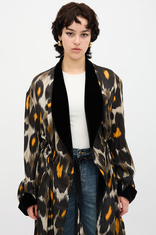 R13 Satin Printed Drawstring Robe