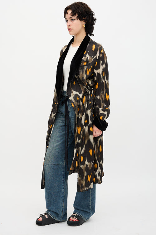 R13 Satin Printed Drawstring Robe