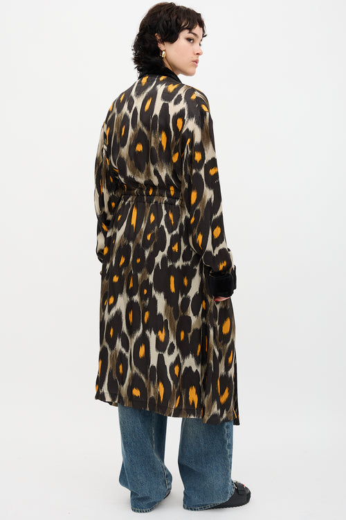 R13 Satin Printed Drawstring Robe