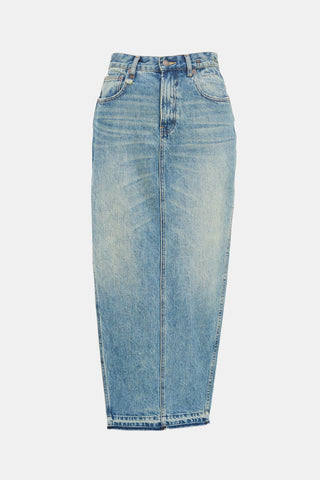 R13 Side Slit Denim Skirt