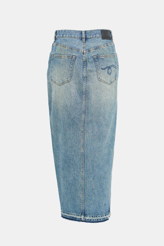 R13 Side Slit Denim Skirt