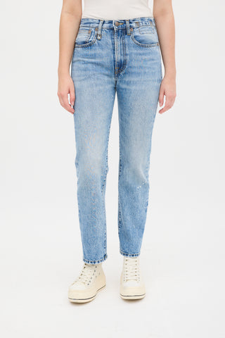 R13 Stone Wash Japser Tex Painted Courtney Slim Jean