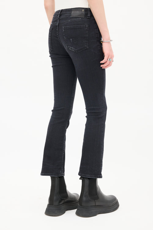 R13 Washed Black 211 Stratford Kick Flare Leg Jeans