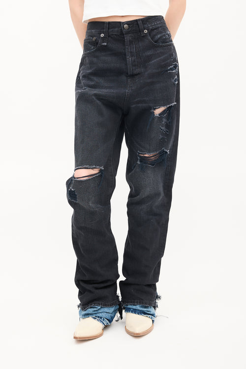 R13 Washed Black Jake Izzy Drop Distressed Jeans