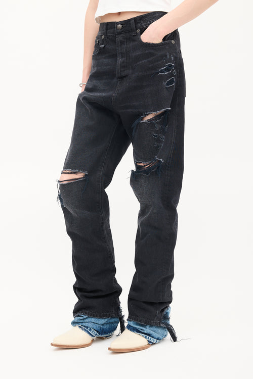 R13 Washed Black Jake Izzy Drop Distressed Jeans