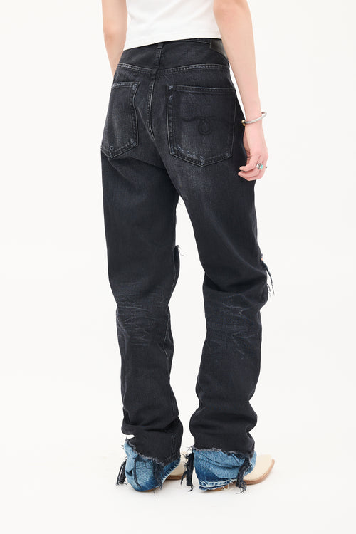 R13 Washed Black Jake Izzy Drop Distressed Jeans