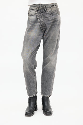 R13 Washed Black Leyton Cross Over Jeans