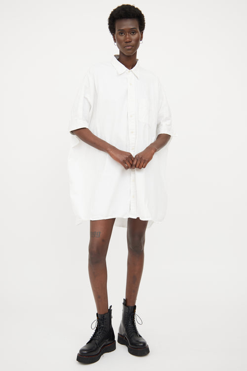 R14 White Wing Button Up  Dress