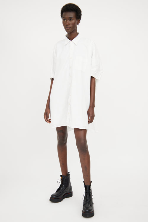 R15 White Wing Button Up  Dress