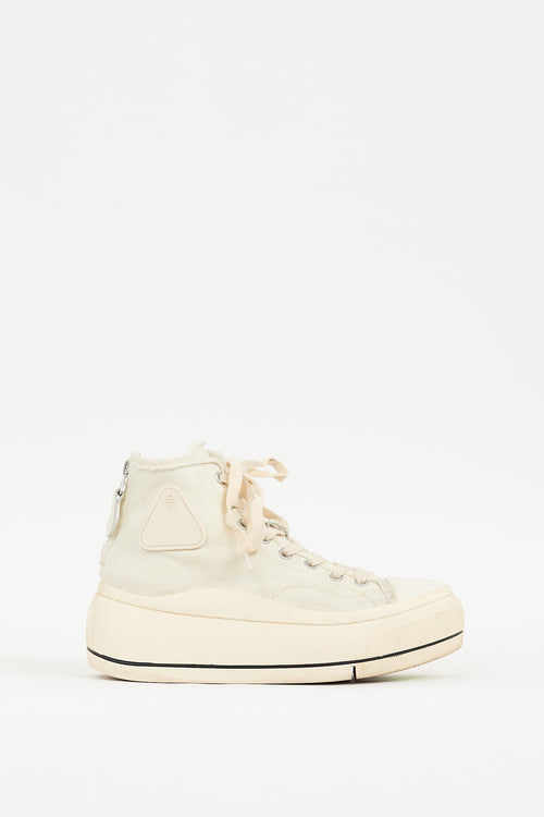 R13 White Canvas Kurt Platform Sneaker