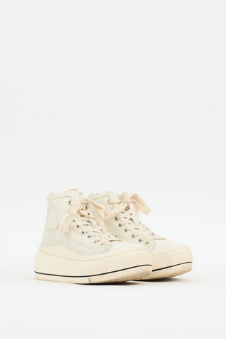 R13 White Canvas Kurt Platform Sneaker