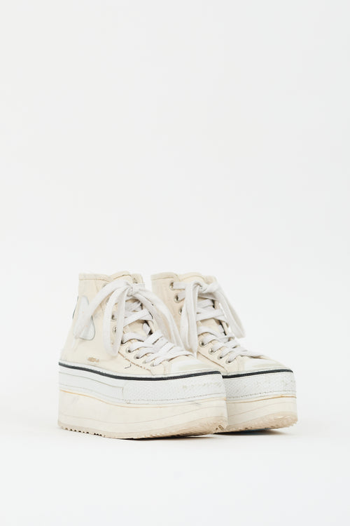 R13 Cream Distressed Courtney Platform Sneaker