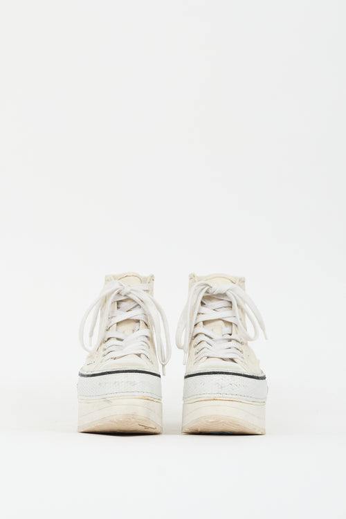 R13 Cream Distressed Courtney Platform Sneaker