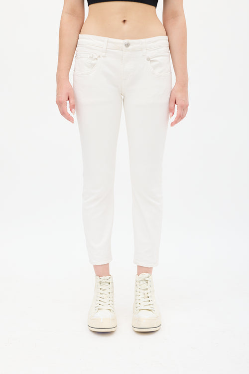 R13 White Denim Boy Skinny  Jeans