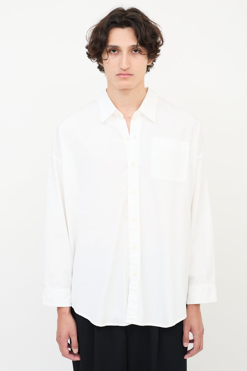 R13 White Drop Neck Oxford Shirt