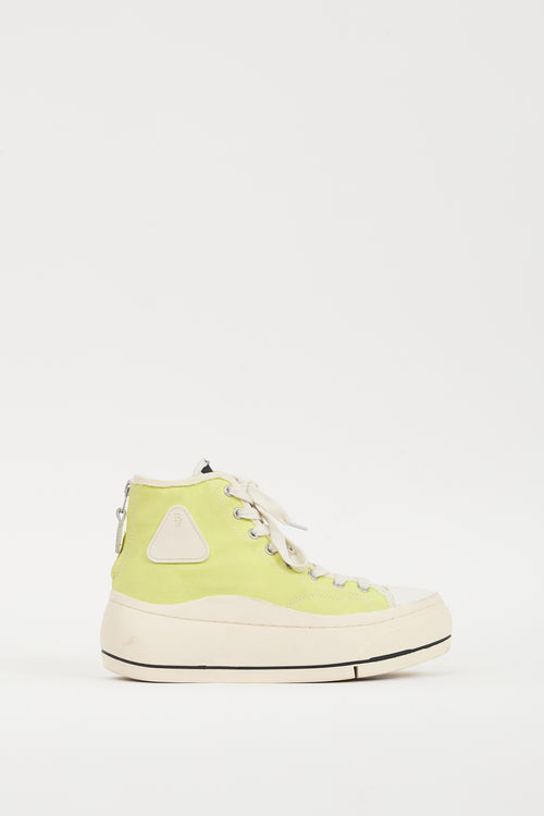 R13 Neon Green & White Kurt Platform Sneaker