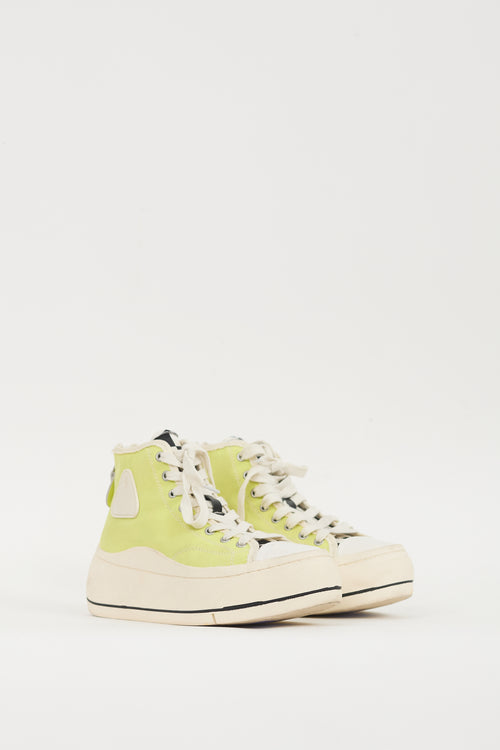 R13 Neon Green & White Kurt Platform Sneaker