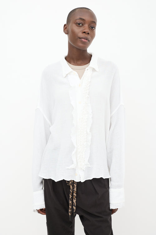 R13 White Ruffled Gauze Shirt