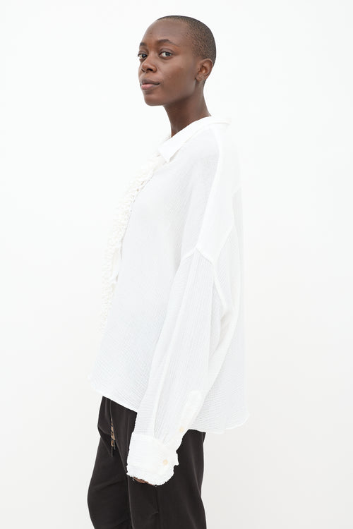 R13 White Ruffled Gauze Shirt