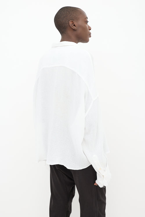 R13 White Ruffled Gauze Shirt