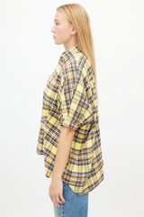 R13 Yellow & Brown Oversized Flannel Button Up