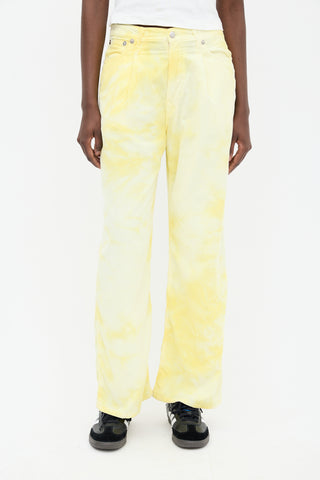 R13 Yellow Corduroy Damon Pleated Wide Leg Pant