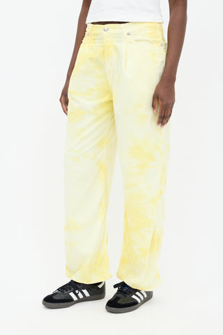 R13 Yellow Corduroy Damon Pleated Wide Leg Pant