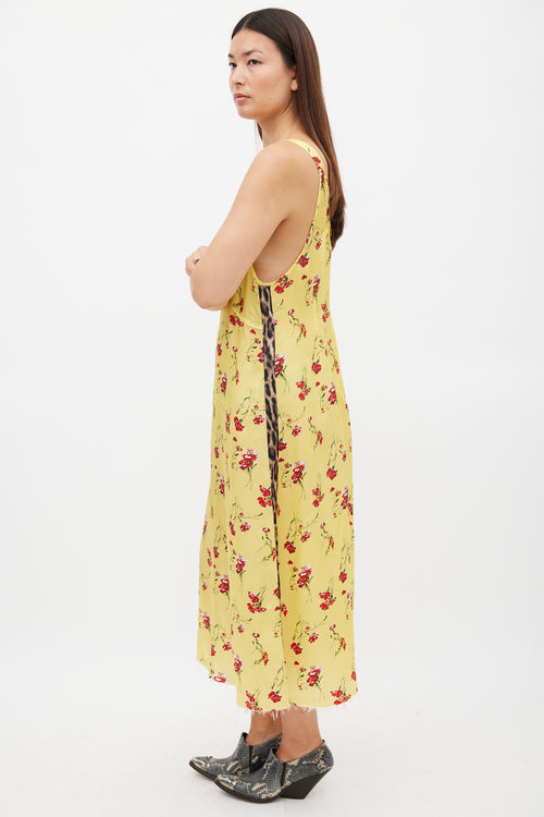 R13 Yellow & Multicolour Floral Slip Dress