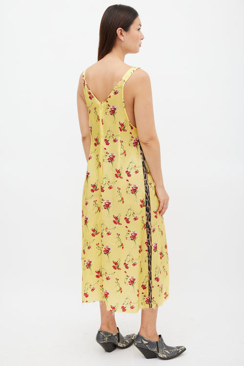 R13 Yellow & Multicolour Floral Slip Dress