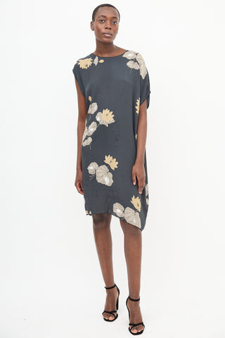 Rabens Saloner Dark Grey & Multi Floral Shift Dress