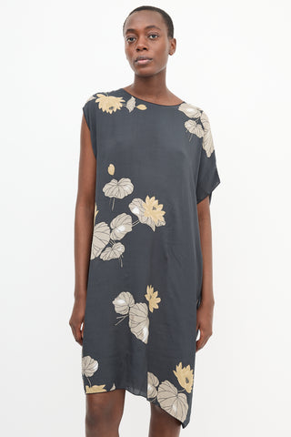 Rabens Saloner Dark Grey & Multi Floral Shift Dress