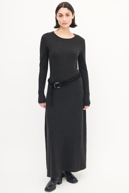 Ralph Lauren Dark Grey Cashmere Maxi Sweater Dress