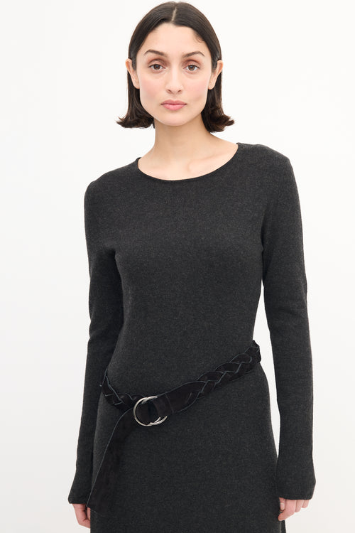 Ralph Lauren Dark Grey Cashmere Maxi Sweater Dress