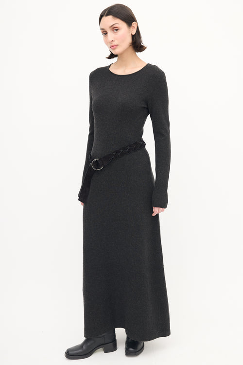 Ralph Lauren Dark Grey Cashmere Maxi Sweater Dress