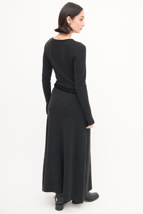 Ralph Lauren Dark Grey Cashmere Maxi Sweater Dress