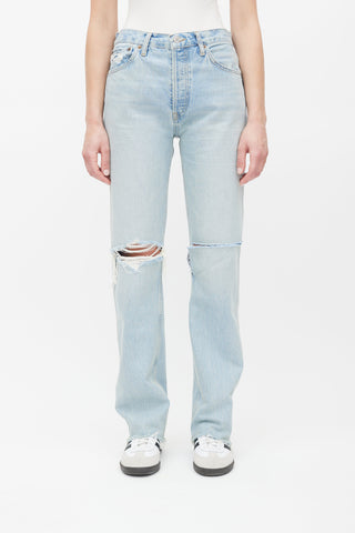 Re/Done Blue Light Wash High Rise Loose Jeans