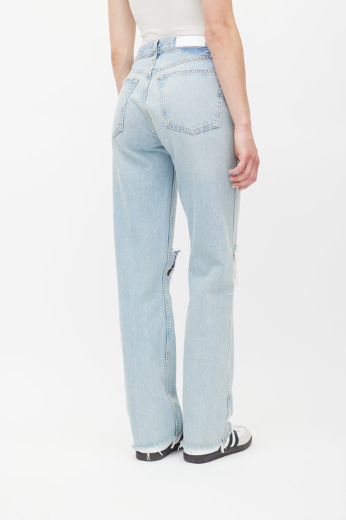Re/Done Blue Light Wash High Rise Loose Jeans