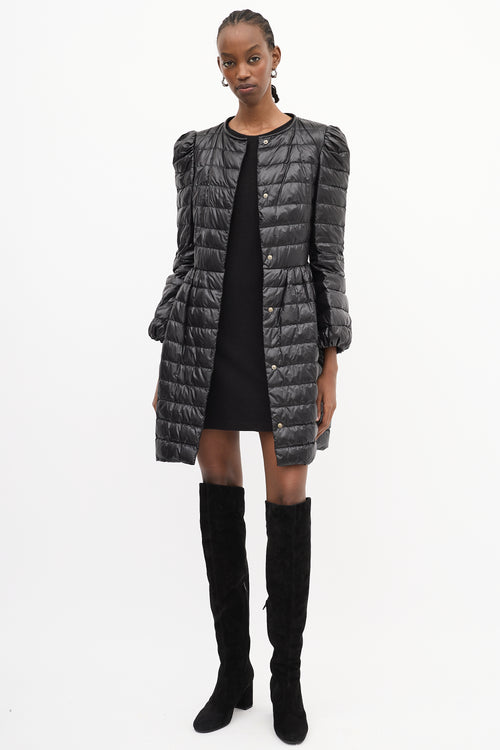 Red Valentino Black Mid Length A-Line Down Puffer Coat