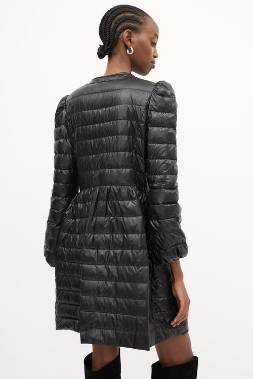 Red Valentino Black Mid Length A-Line Down Puffer Coat