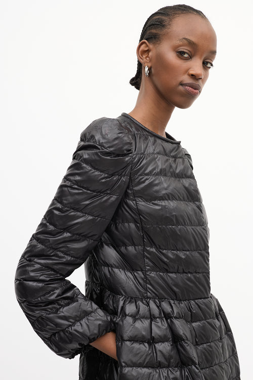 Red Valentino Black Mid Length A-Line Down Puffer Coat