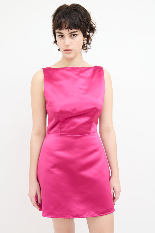 Reformation Fuchsia Satin Zenni Mini Dress