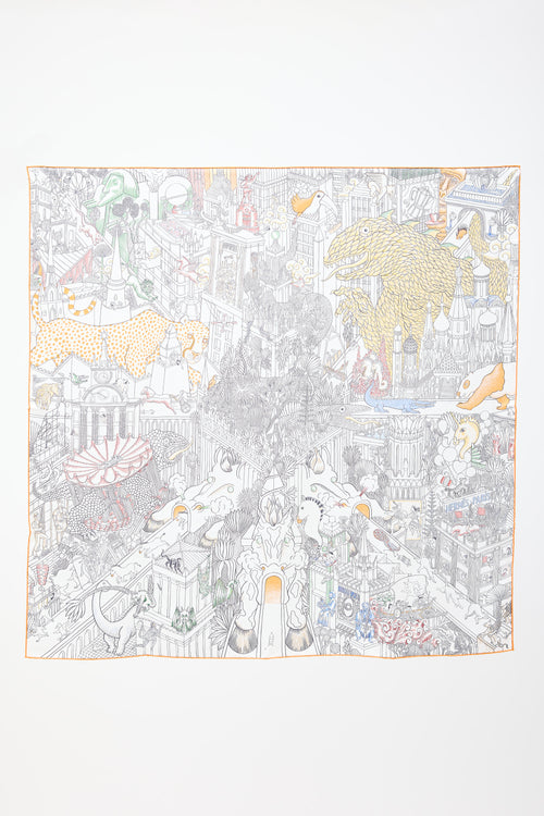 Hermès Silk Animapolis 90 Scarf