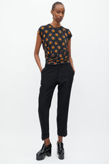 Rabanne Black & Orange Graphic Print O-Ring T-Shirt