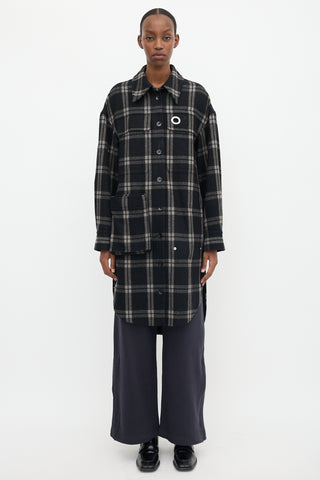 Tibi Wool Plaid Oversized Shirt Jacket